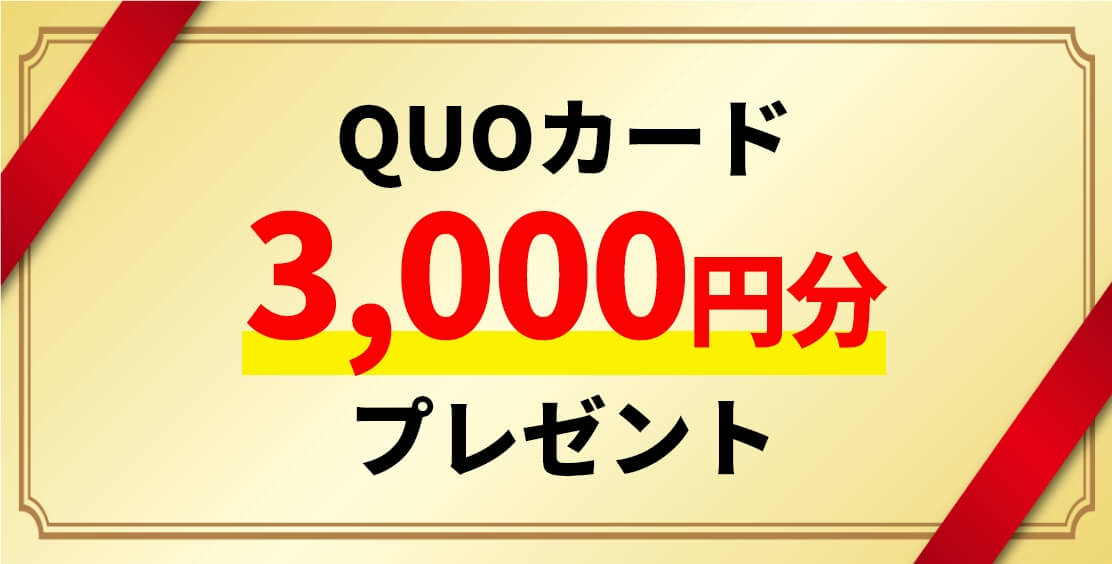 QUOカード3,000円分プレゼント